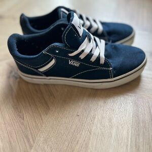 Vans Dark Blue Canvas Shoes with White Accents